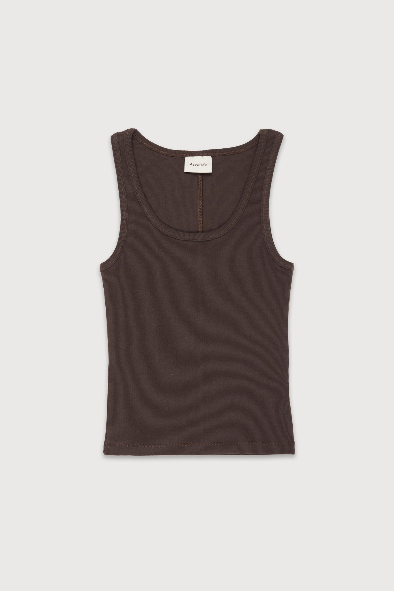 Assemble brown unisex tank top