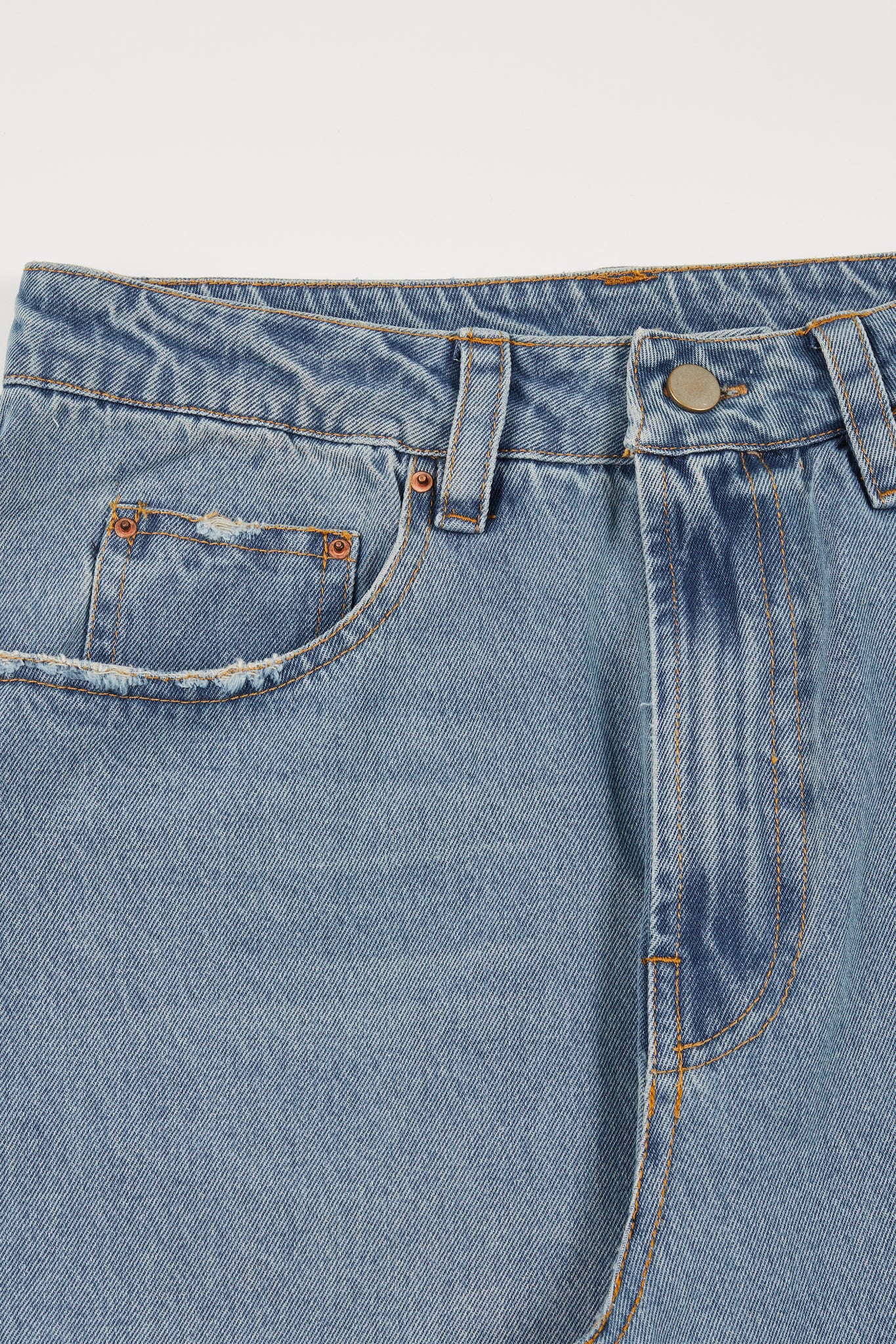 Assemble unisex denim twisted wide-leg jeans in light blue wash