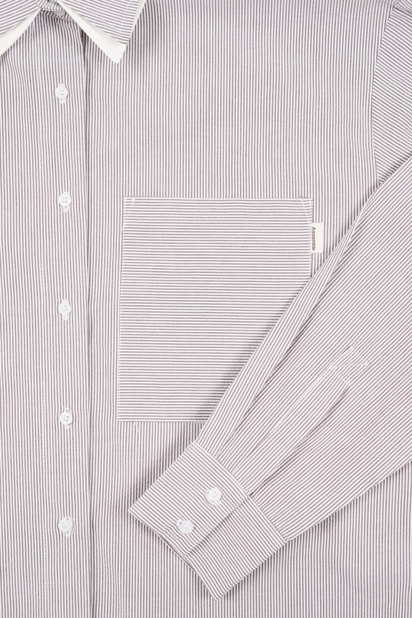 Assemble layered collar striped shirt- details